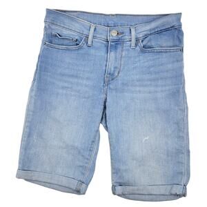 Levi's Shorts Women's 28 Light Blue Low Rise Rolled Cuffed Bermuda Denim Beachy
